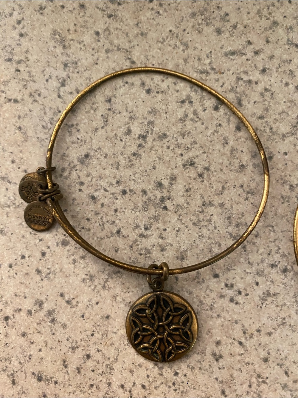 Alex & Ani Gold-Tone Celtic Knot Charm Bangle Bracelet